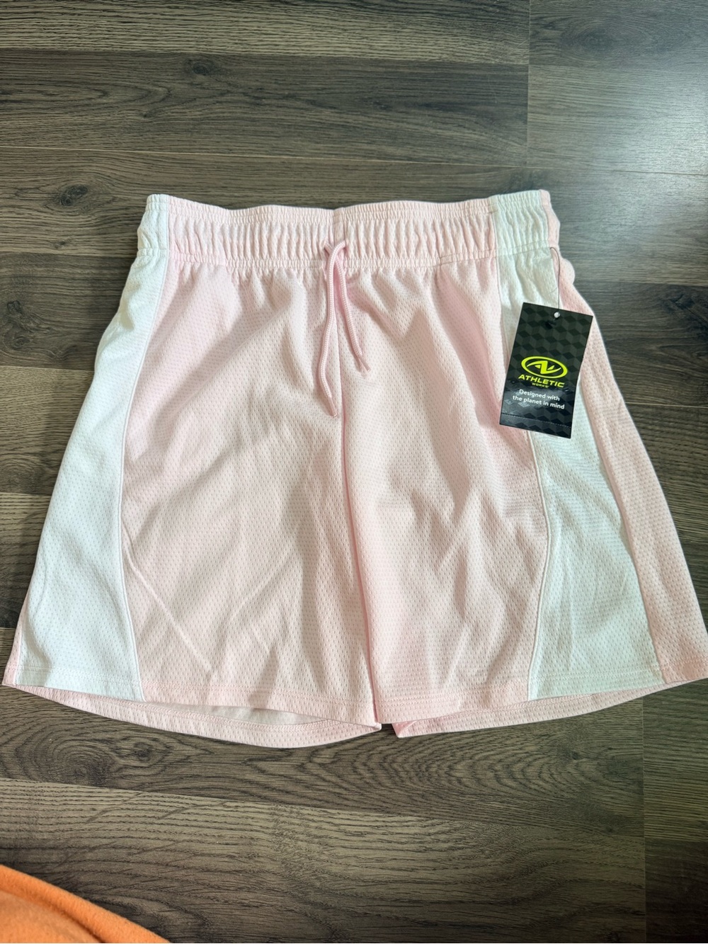 Athletic Works Light Pink Athletic Shorts with White Side Panels